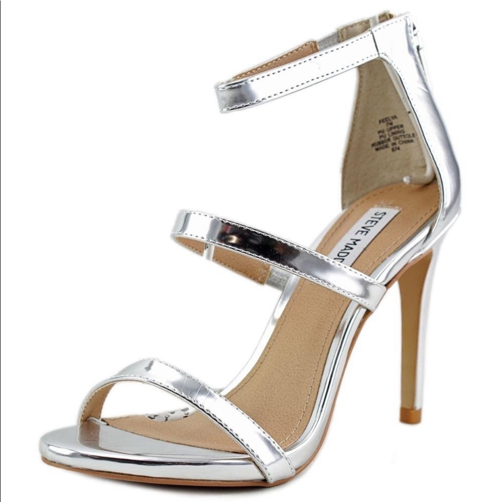 Steve Madden Feelya Sandals Heel - Silver, Size 10